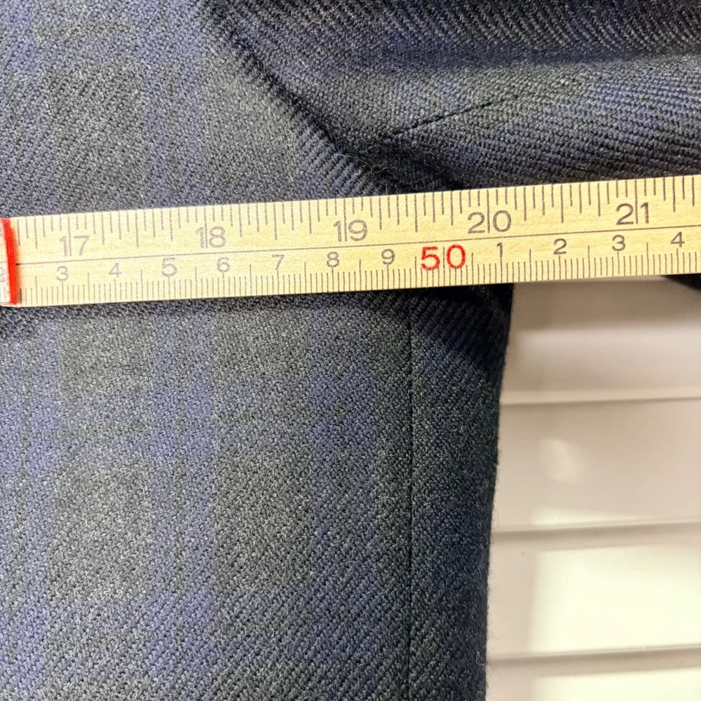 Lauren Ralph Lauren Mens Plaid Blazer Navy Blue Elbow Patches Sport Coat